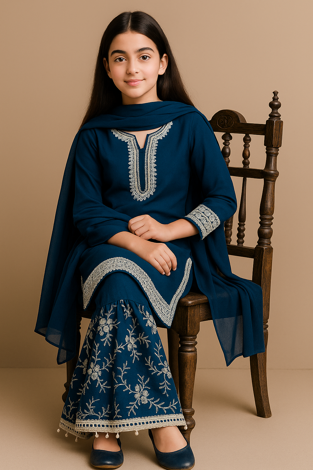 3 PIECE - EMBROIDERED FANCY CHIFFON SUIT
