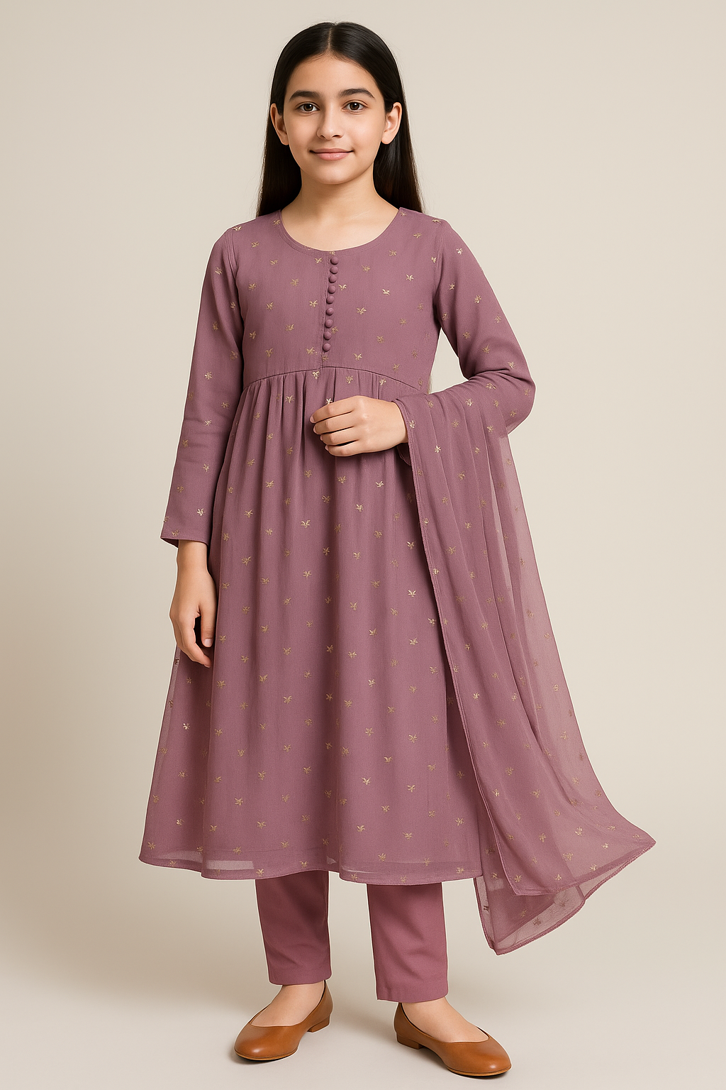 3 PIECE - EMBROIDERED FANCY CHIFFON SUIT