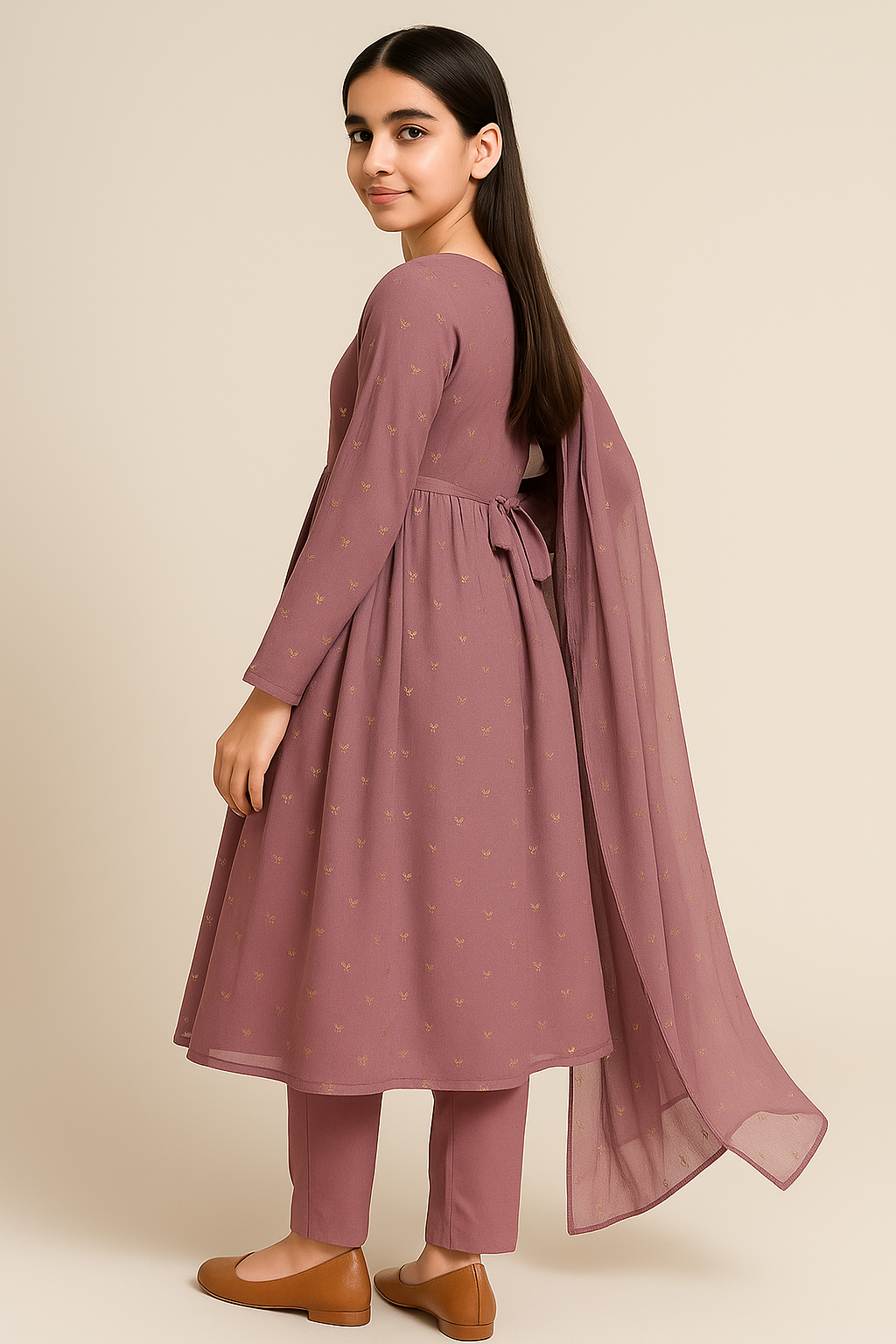 3 PIECE - EMBROIDERED FANCY CHIFFON SUIT