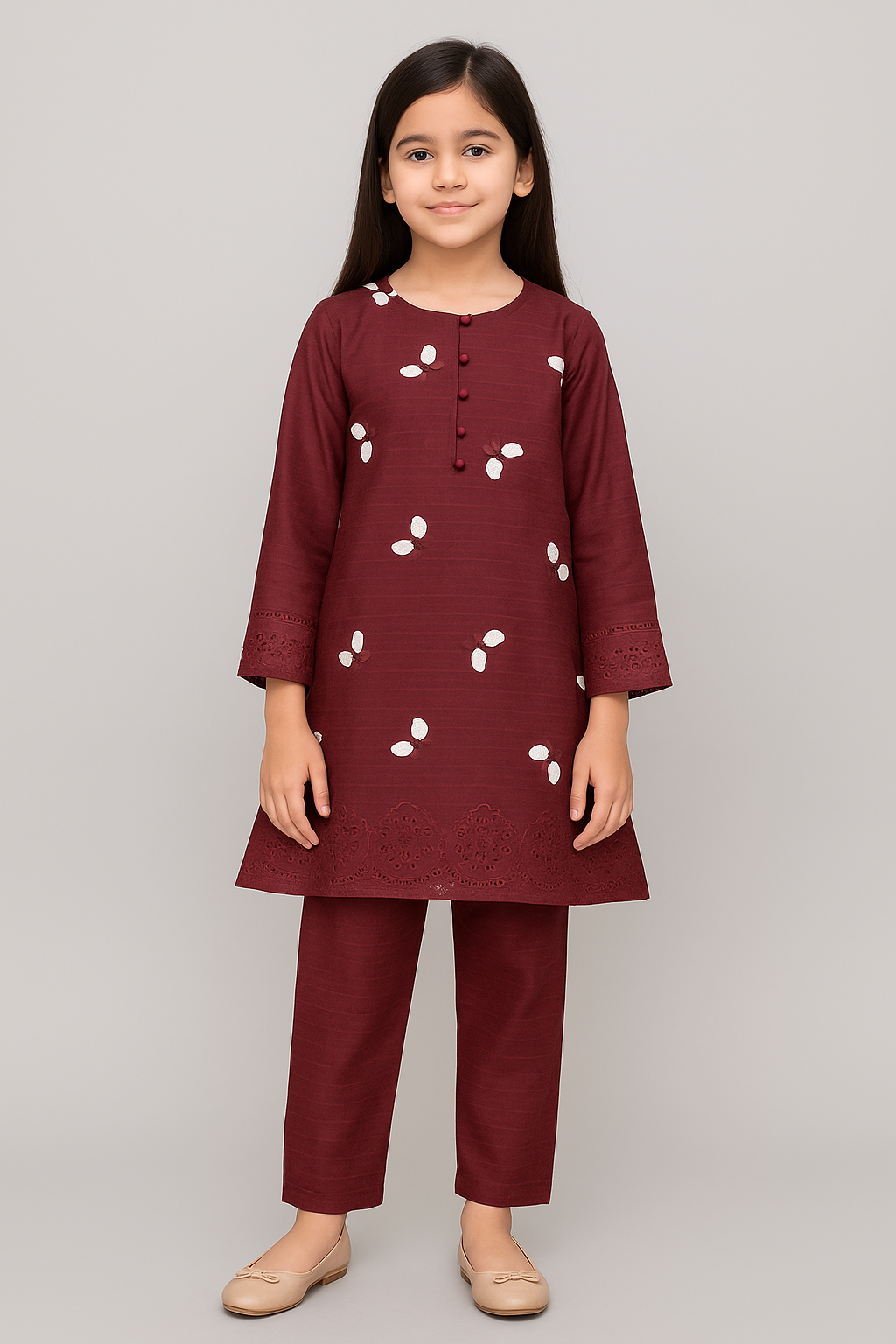 2 PIECE - EMBROIDERED COTTON SUIT