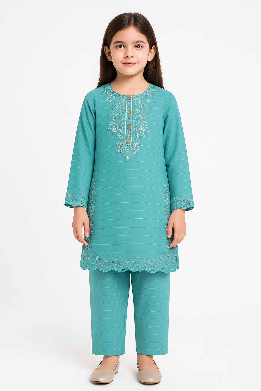 2 PIECE - EMBROIDERED COTTON SUIT