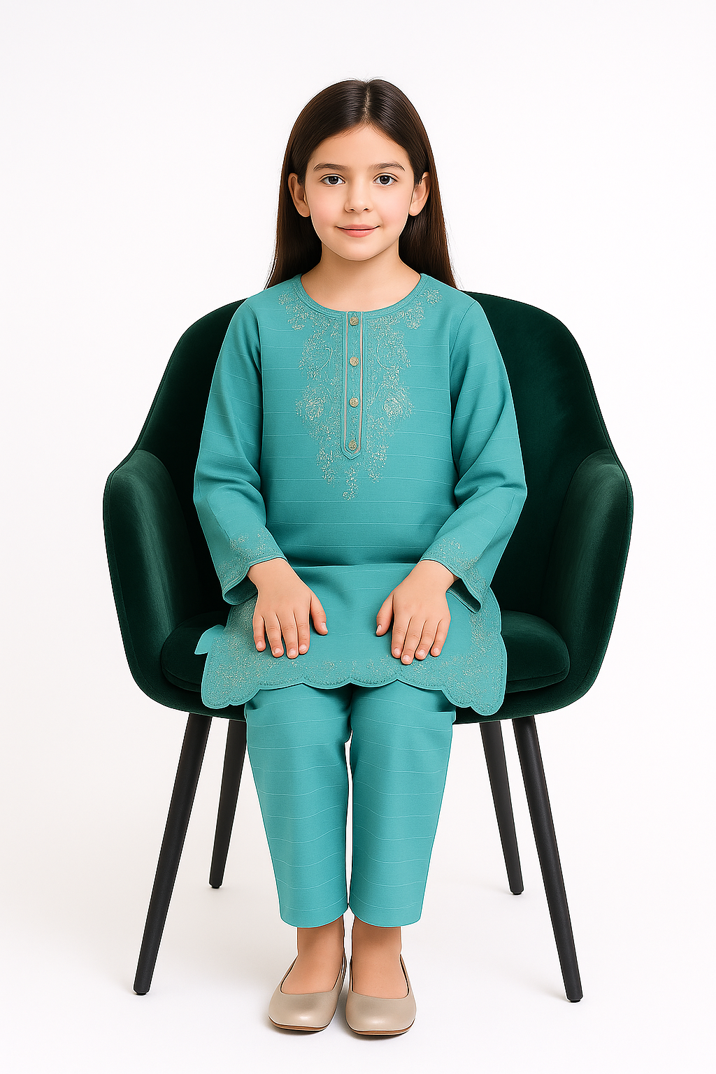 2 PIECE - EMBROIDERED COTTON SUIT