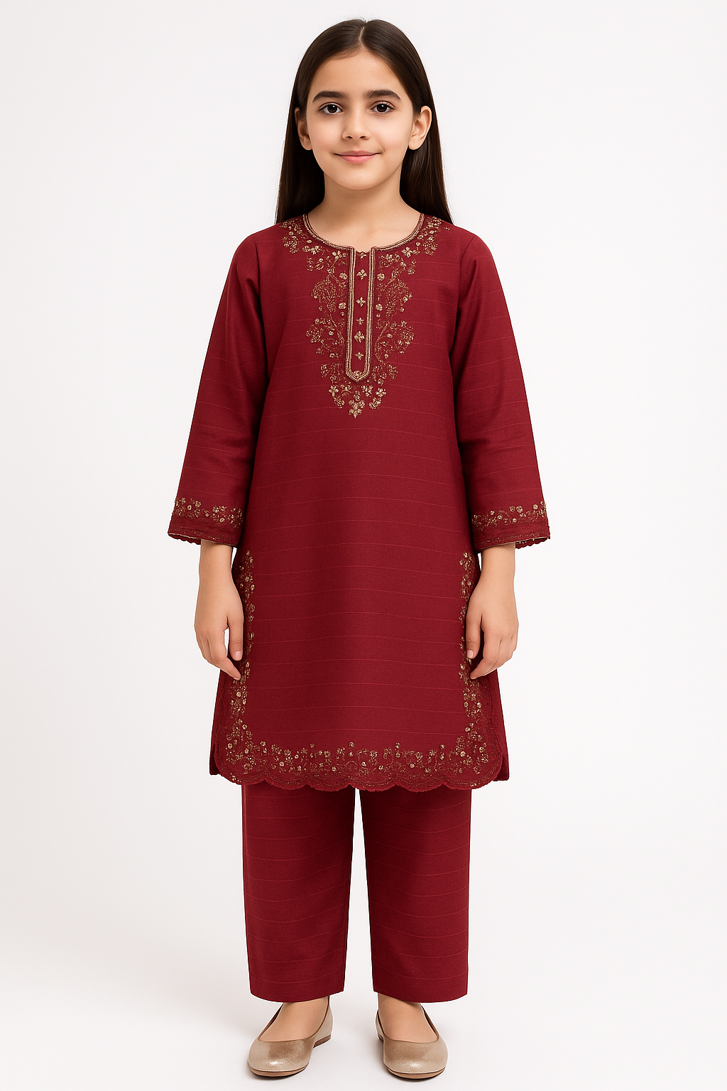2 PIECE - EMBROIDERED COTTON SUIT