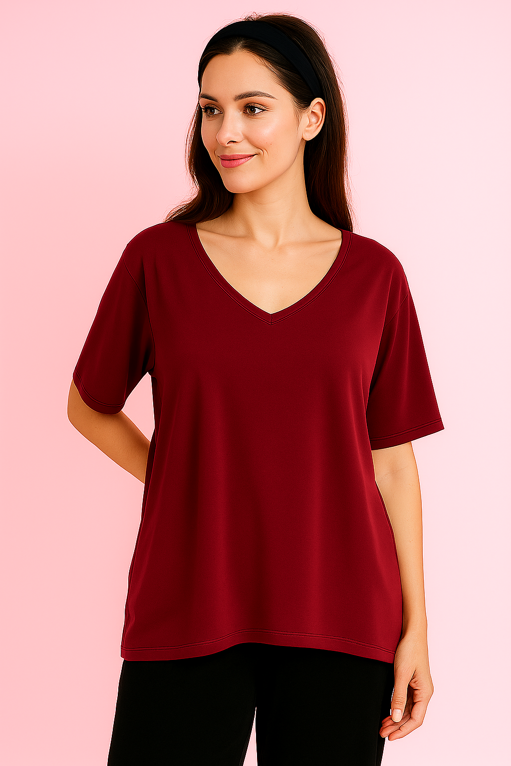 MAROON WITH BLACK SOLID PJ SET