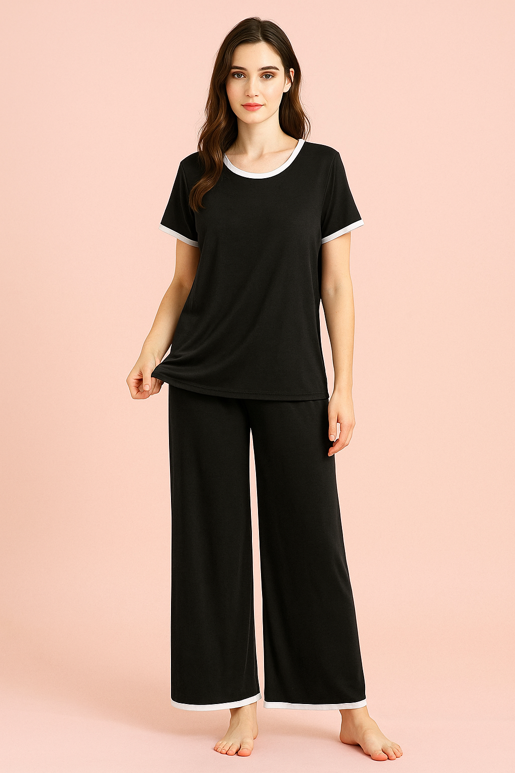 BLACK SOLID PJ SET