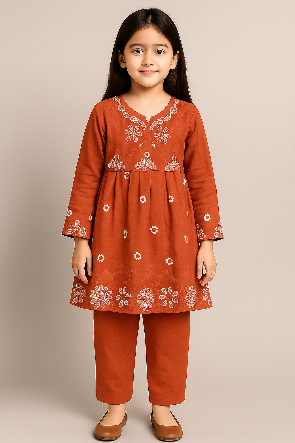 2 PIECE - EMBROIDERED CAMBRIC SUIT