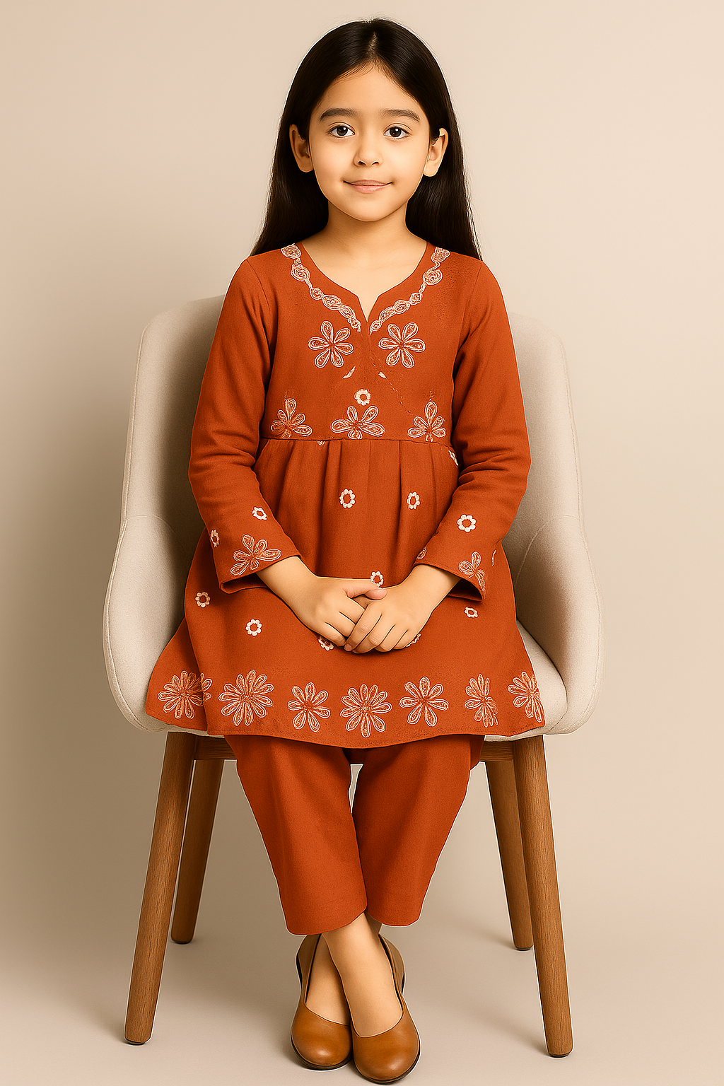 2 PIECE - EMBROIDERED CAMBRIC SUIT