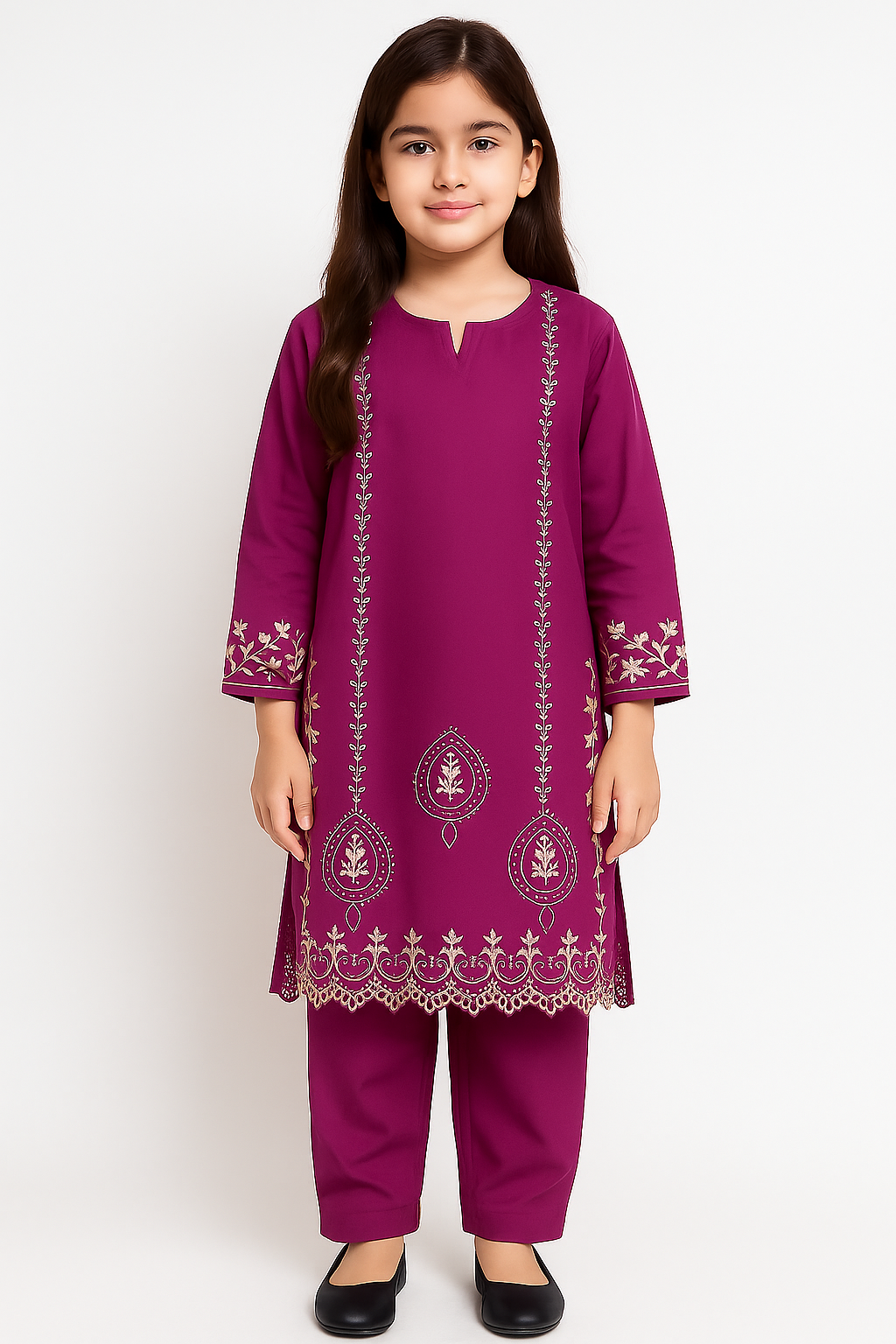 2 PIECE - EMBROIDERED COTTON SUIT
