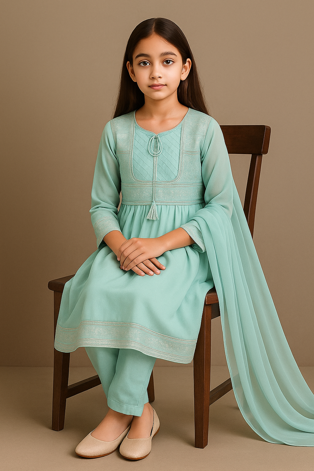 3 PIECE - EMBROIDERED FANCY CHIFFON SUIT