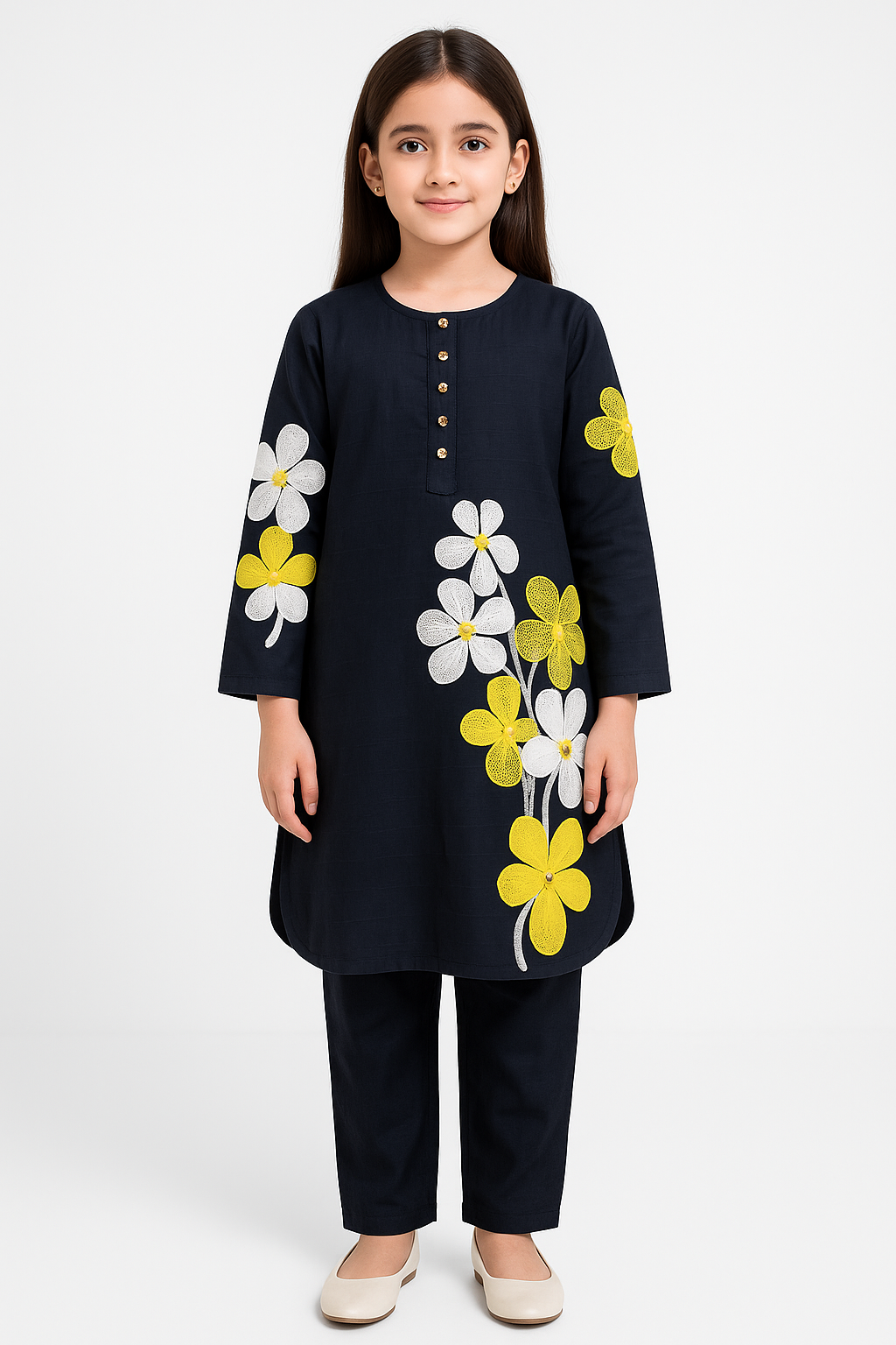 2 PIECE - EMBROIDERED COTTON SUIT