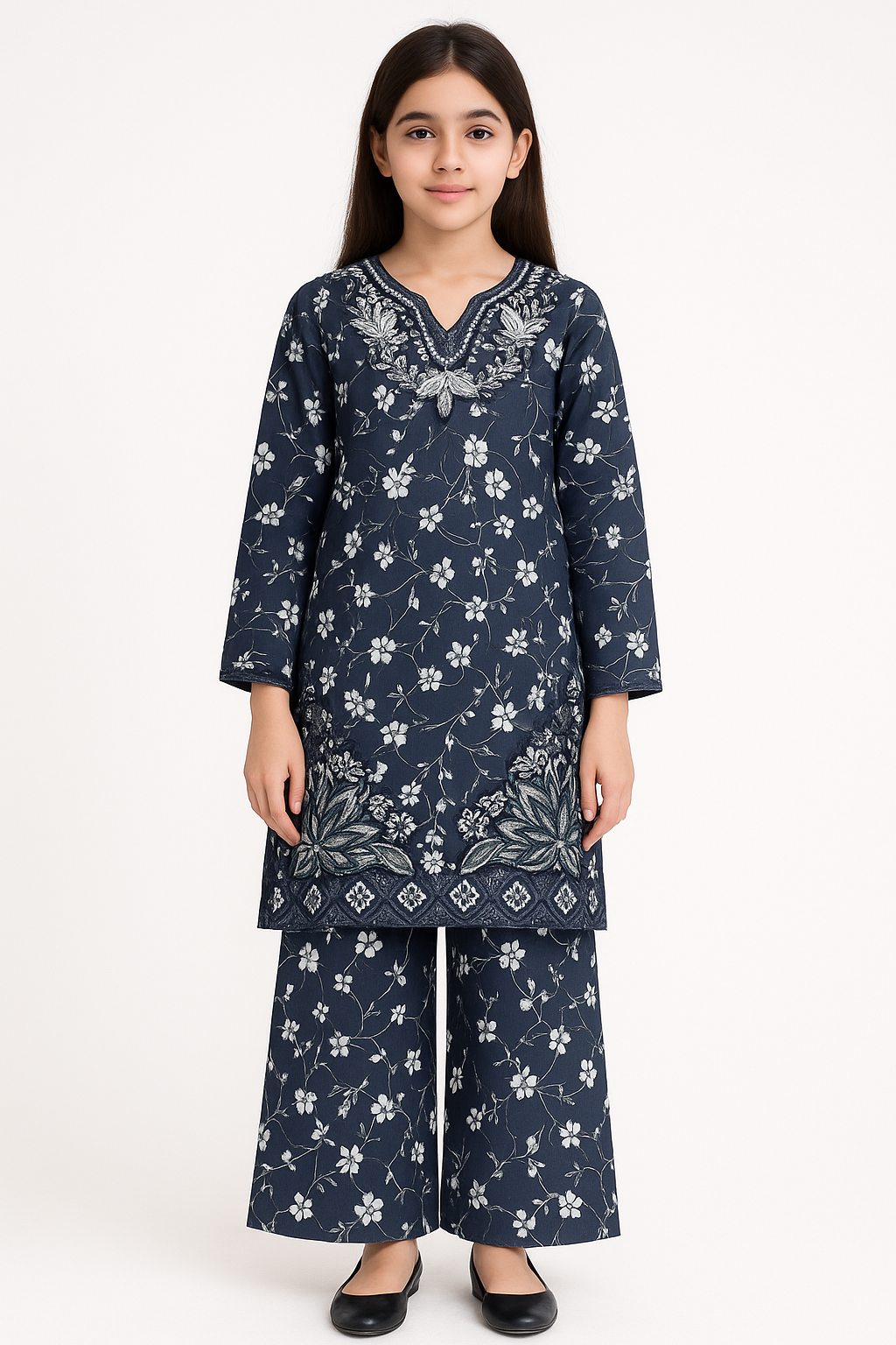 2 PIECE - EMBROIDERED CAMBRIC SUIT
