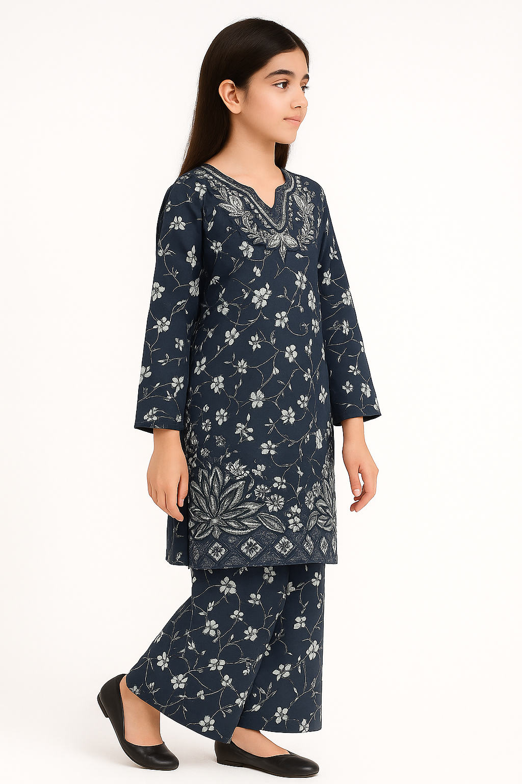2 PIECE - EMBROIDERED CAMBRIC SUIT