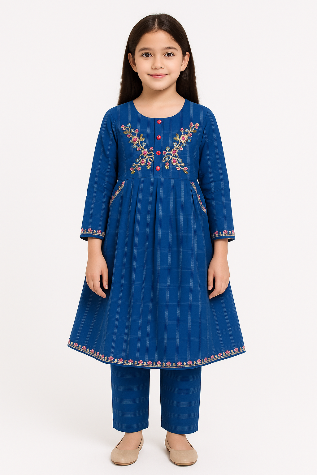 2 PIECE - EMBROIDERED CAMBRIC SUIT