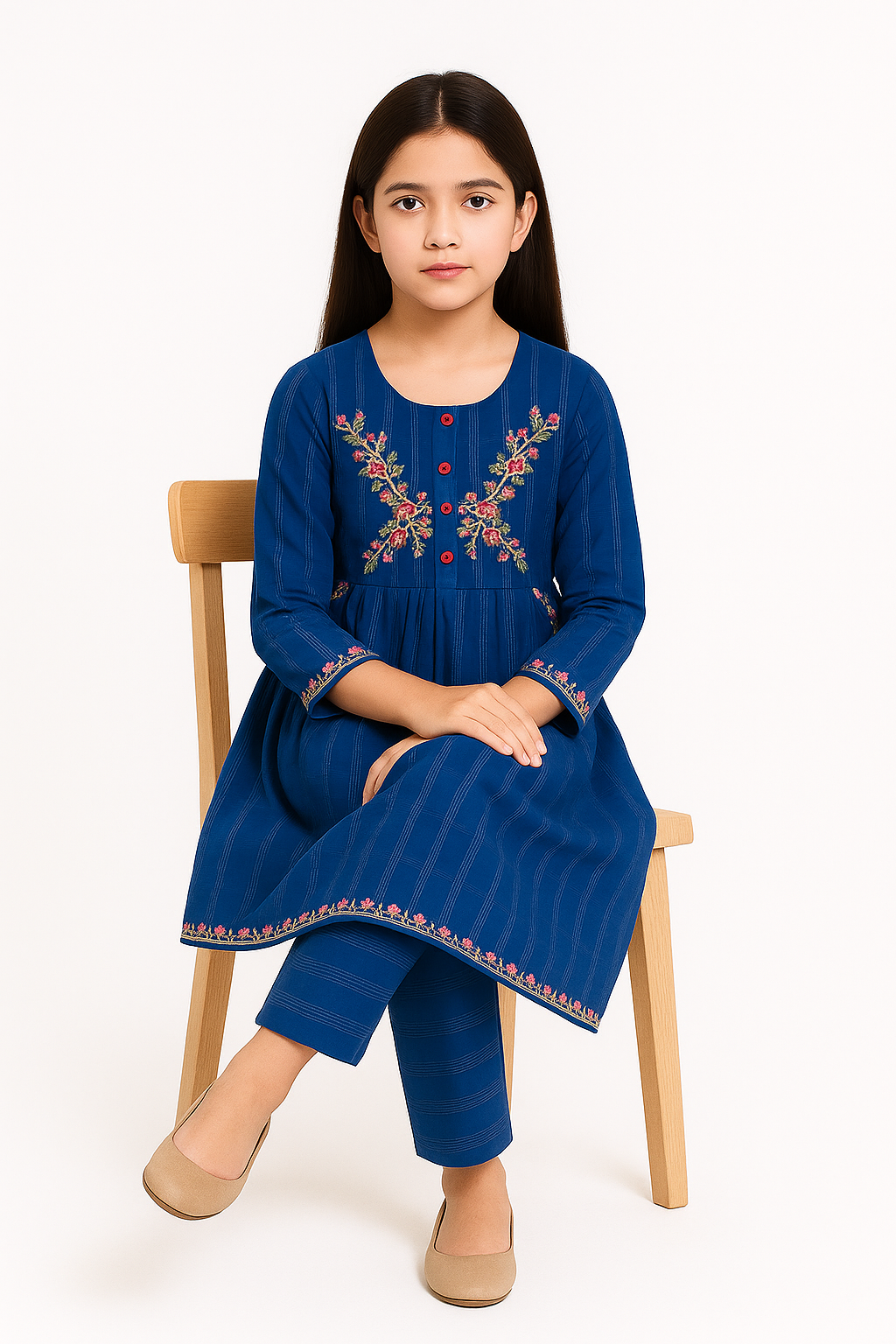 2 PIECE - EMBROIDERED CAMBRIC SUIT