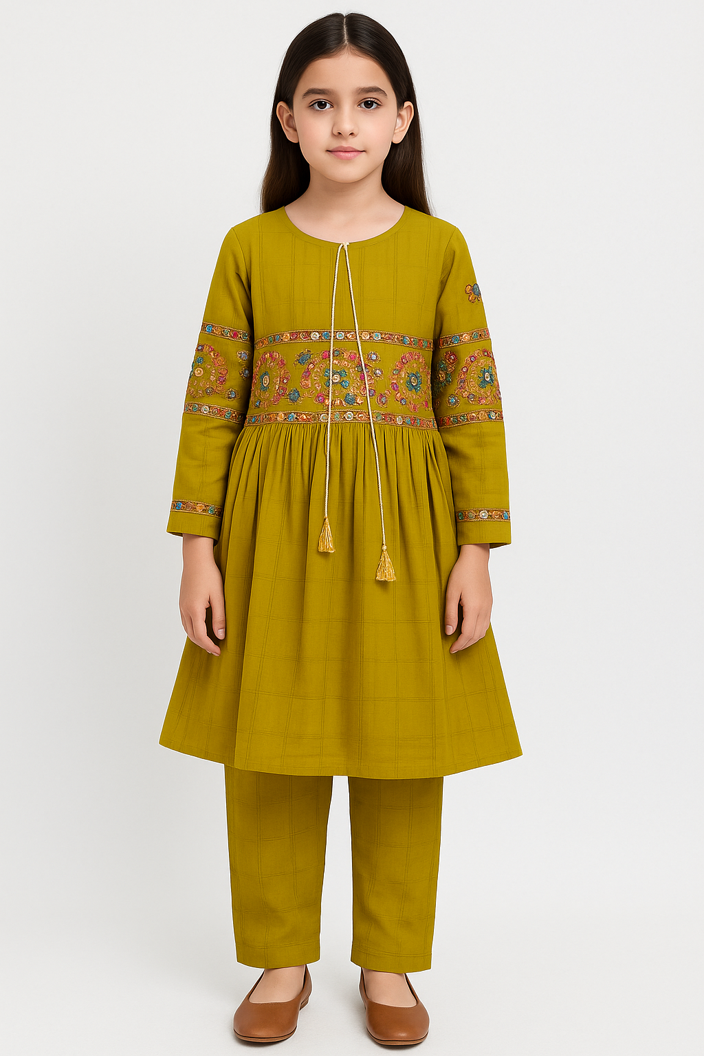 2 PIECE - EMBROIDERED CAMBRIC SUIT