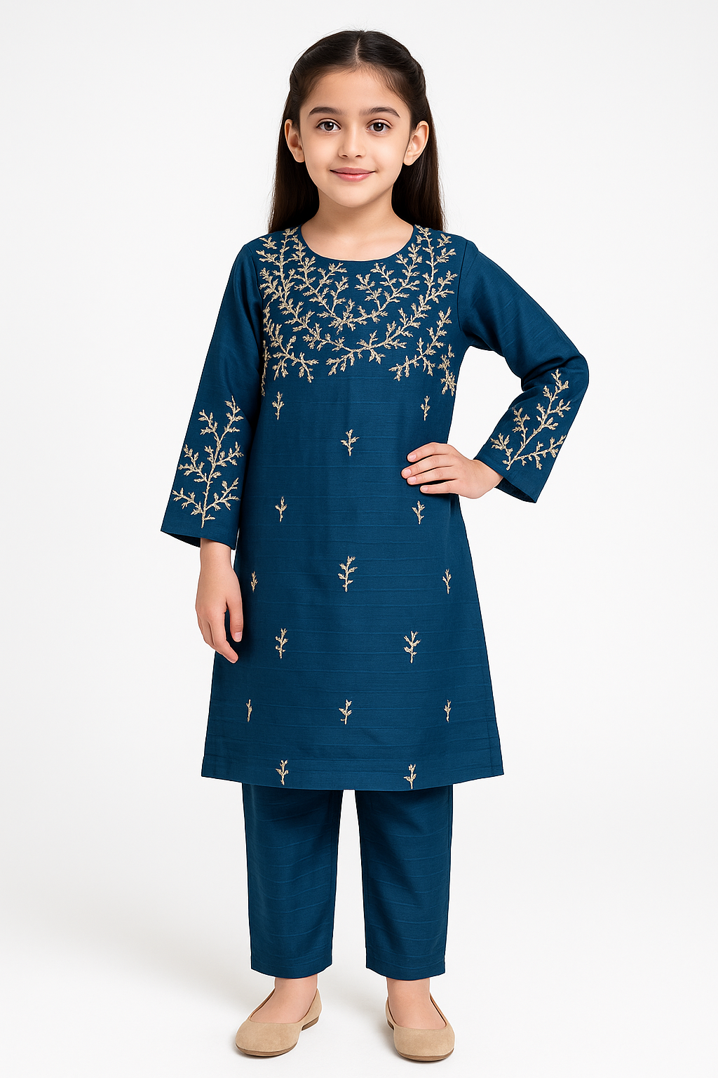 2 PIECE - EMBROIDERED COTTON SUIT