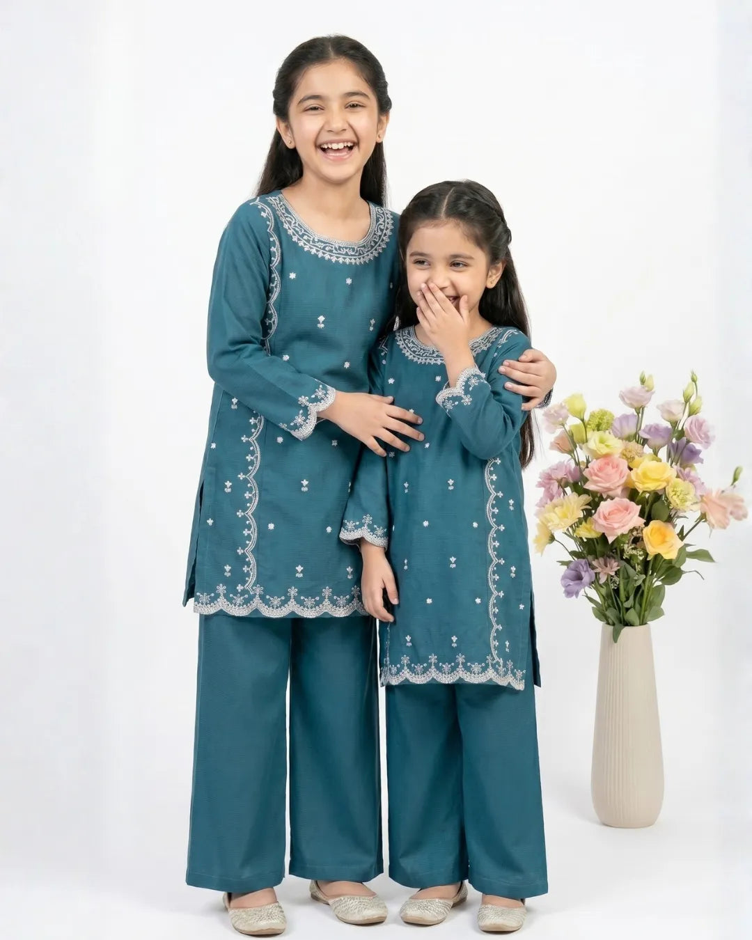 2 PIECE - EMBROIDERED COTTON SUIT
