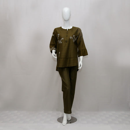 2 Piece Embroidered Cotton Suits