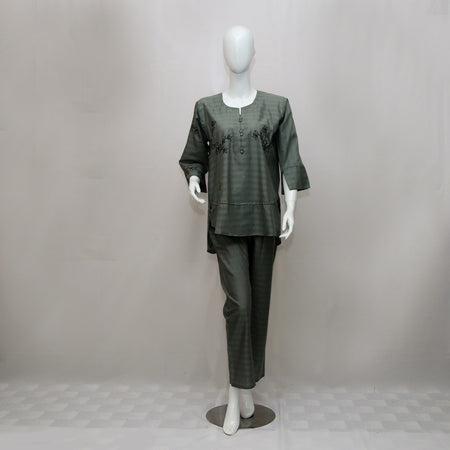 2 Piece Embroidered Cotton Suits