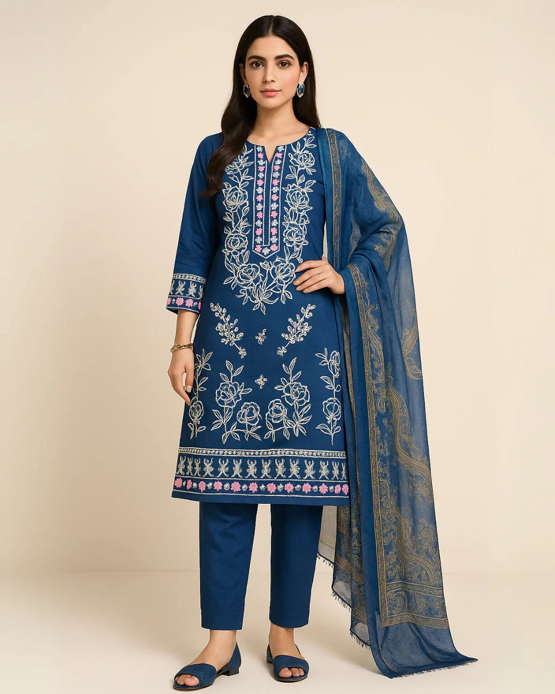 3 PIECE - EMBROIDERED LAWN SUIT