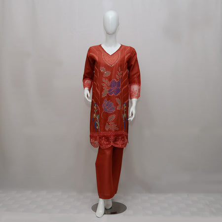 2 Piece Embroidered Cotton Suits