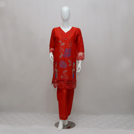 2 Piece Embroidered Cotton Suits