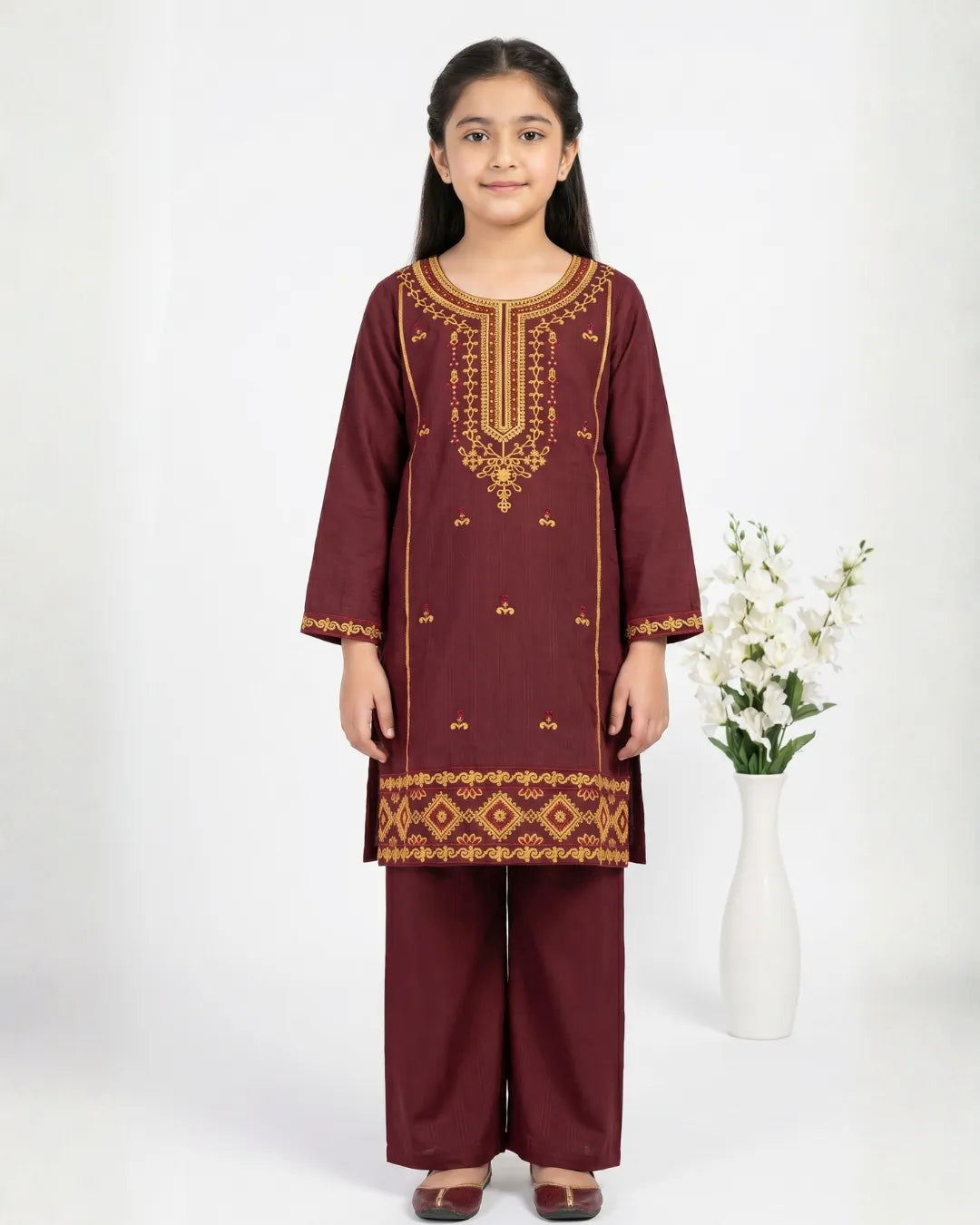 2 PIECE - EMBROIDERED COTTON SUIT