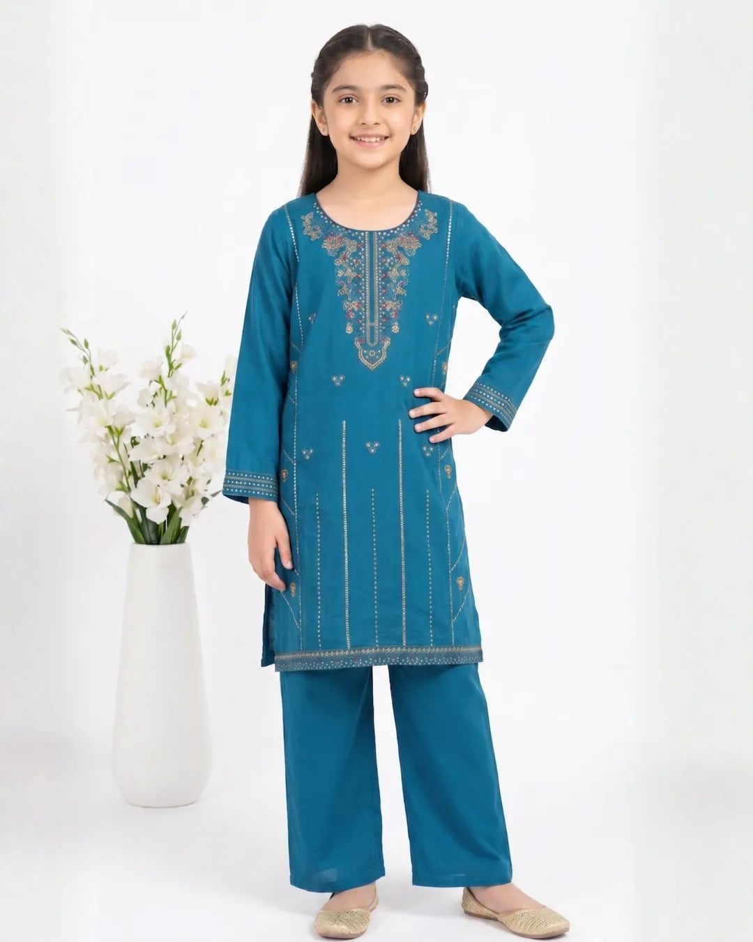 2 PIECE - EMBROIDERED COTTON SUIT