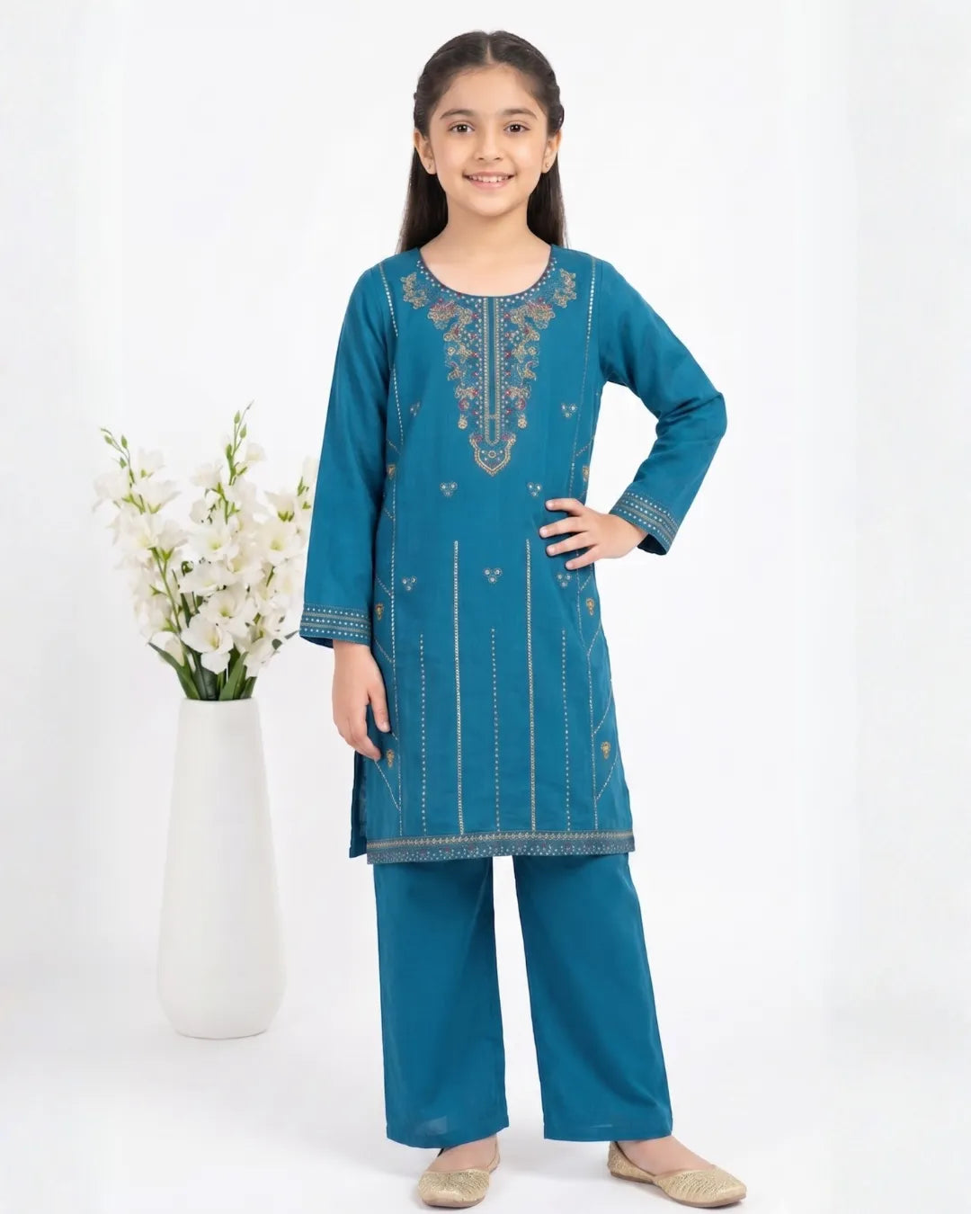 2 PIECE - EMBROIDERED COTTON SUIT