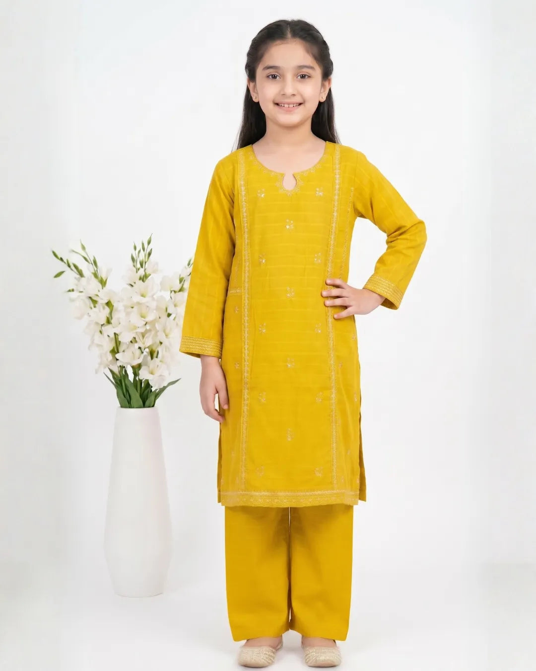 2 PIECE - EMBROIDERED COTTON SUIT