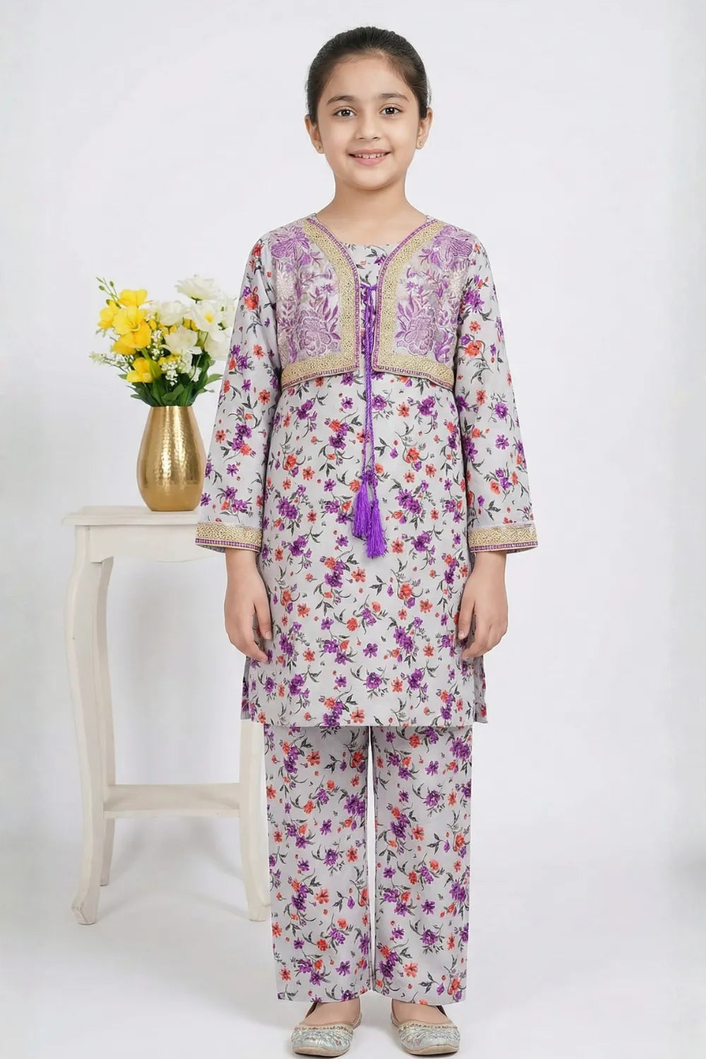 2 PIECE - EMBROIDERED KOTI CAMRIC SUIT