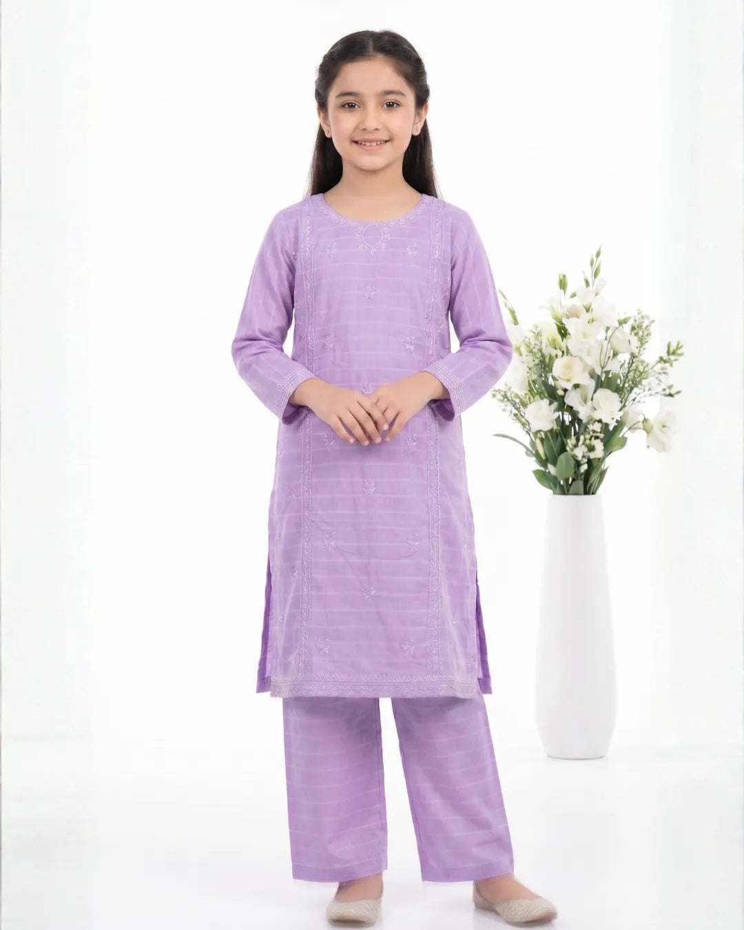 2 PIECE - EMBROIDERED COTTON SUIT