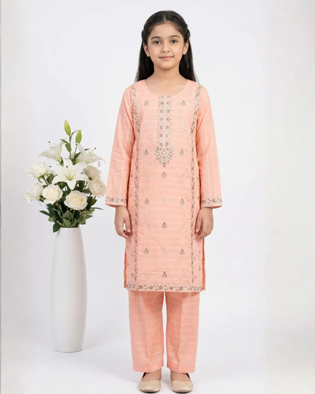 2 PIECE - EMBROIDERED COTTON SUIT