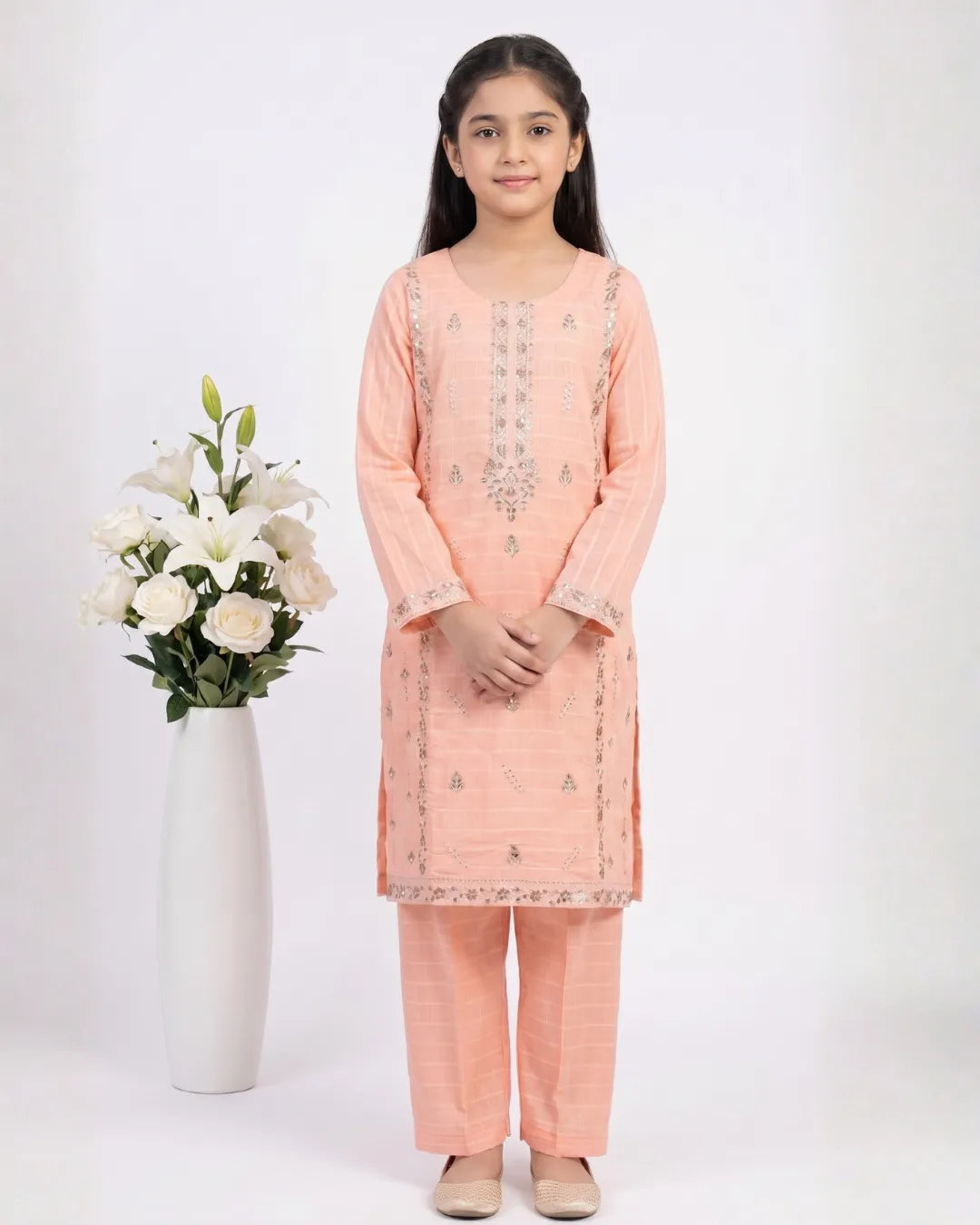 2 PIECE - EMBROIDERED COTTON SUIT