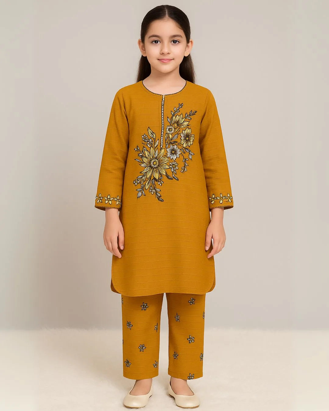 2 PIECE - EMBROIDERED COTTON SUIT