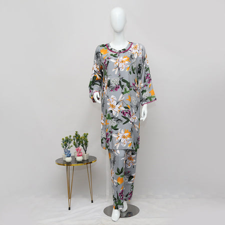 2 PIECE PRINTED LINEN SUIT