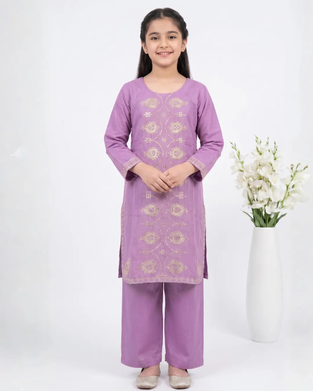 2 PIECE - EMBROIDERED COTTON SUIT