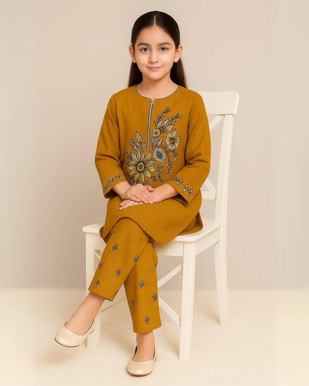 2 PIECE - EMBROIDERED COTTON SUIT