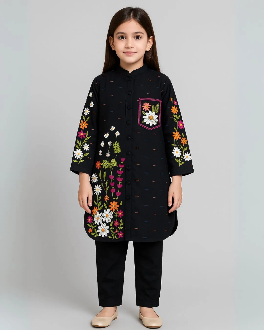 2 PIECE - EMBROIDERED COTTON SUIT