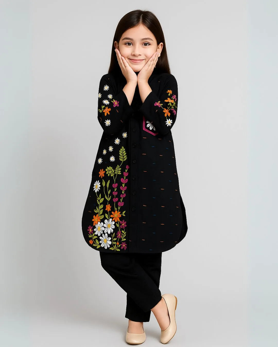 2 PIECE - EMBROIDERED COTTON SUIT