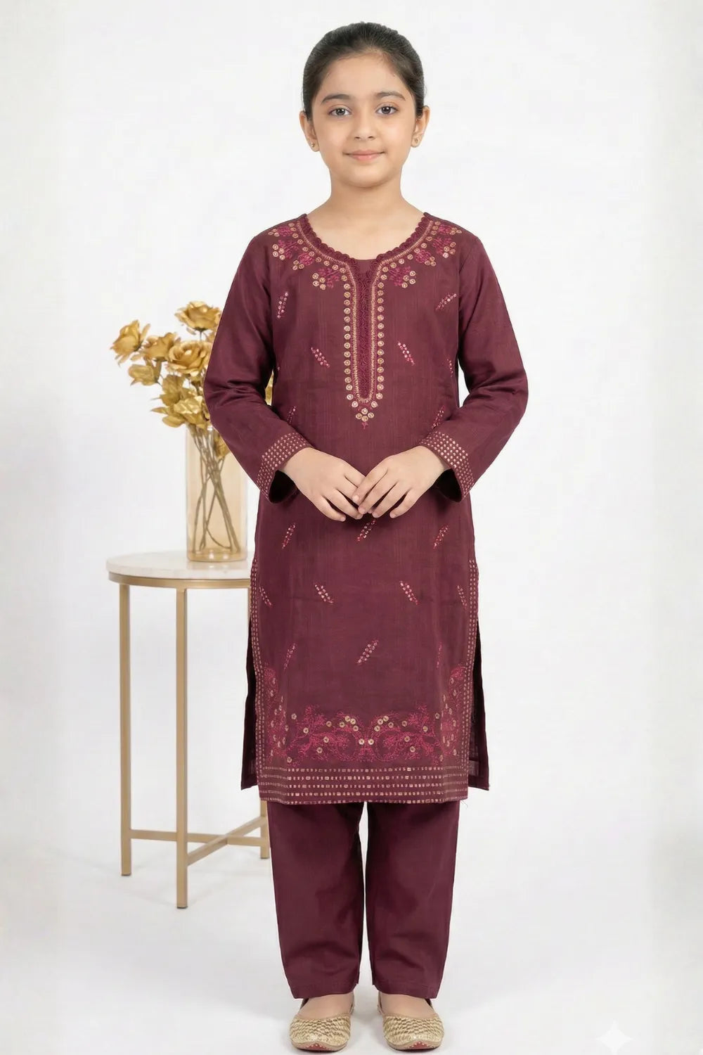 2 PIECE - EMBROIDERED CAMBRIC SUIT