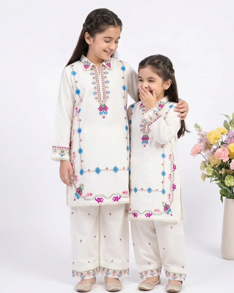 2 PIECE - EMBROIDERED COTTON SUIT
