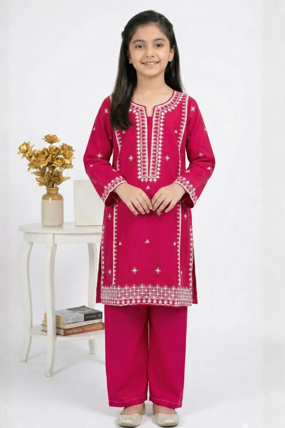 2 PIECE - EMBROIDERED CAMBRIC SUIT