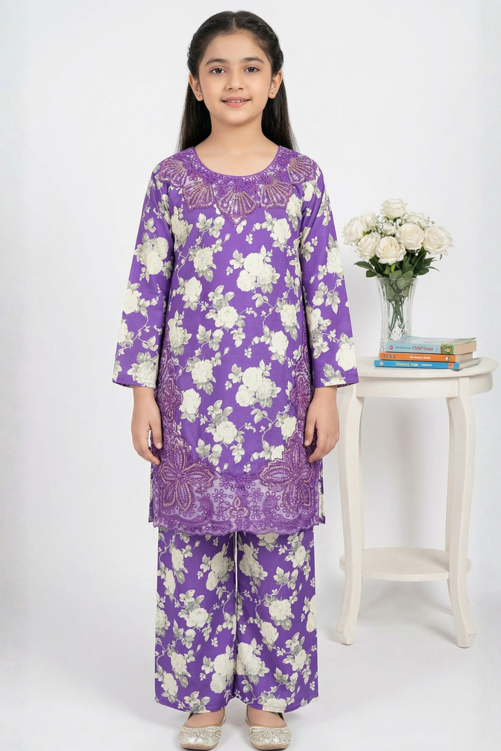 2 PIECE - EMBROIDERED CAMRIC SUIT