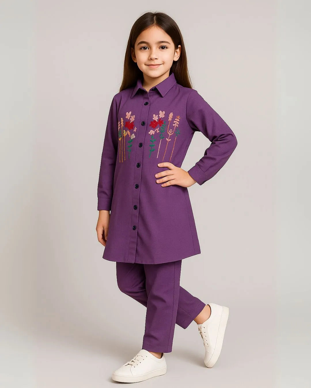 2 PIECE - EMBROIDERED COTTON SUIT