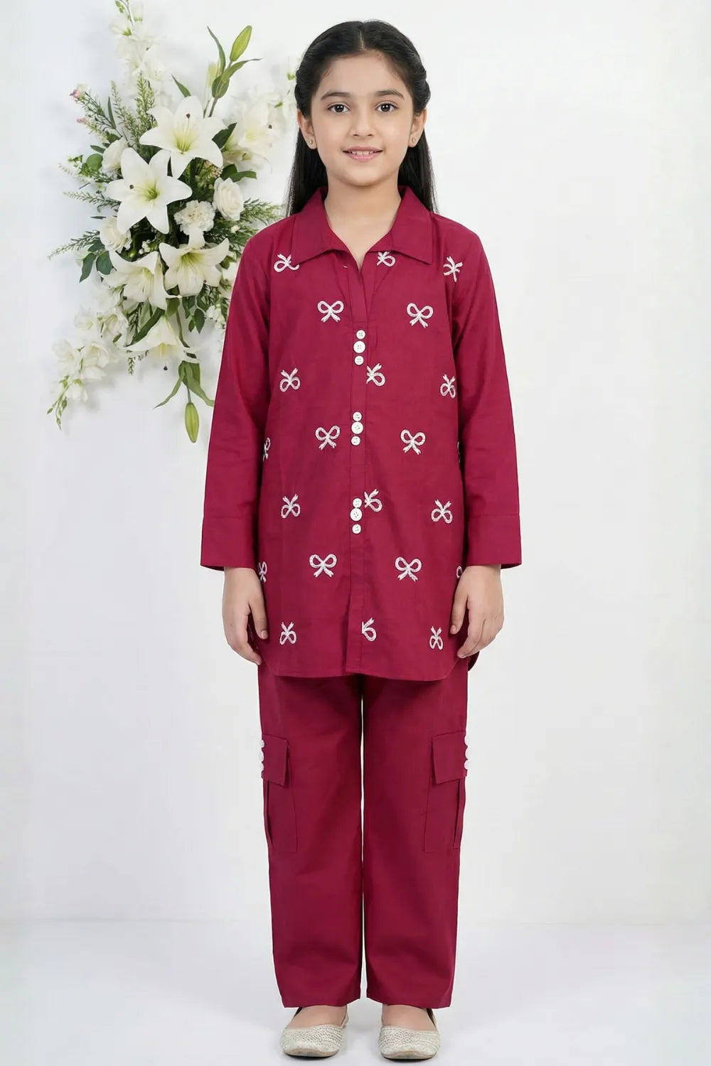 2 PIECE - EMBROIDERED COTTON CARGO SUIT