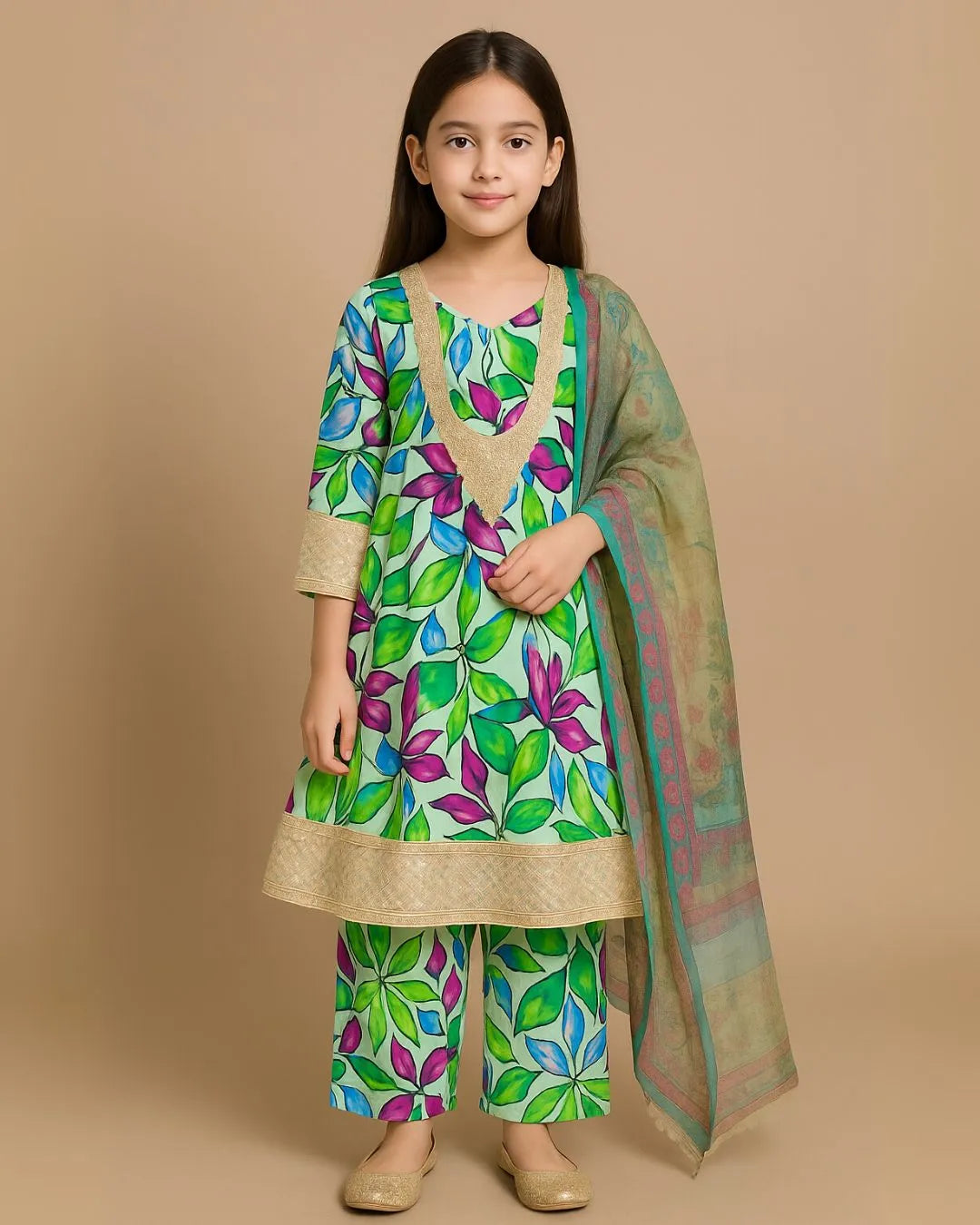 3 PIECE - EMBROIDERED CAMBRIC SUIT