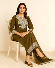 3 PIECE - EMBROIDERED SELF LAWN SUIT