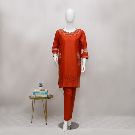 2 PIECE EMBROIDERED COTTON SUIT
