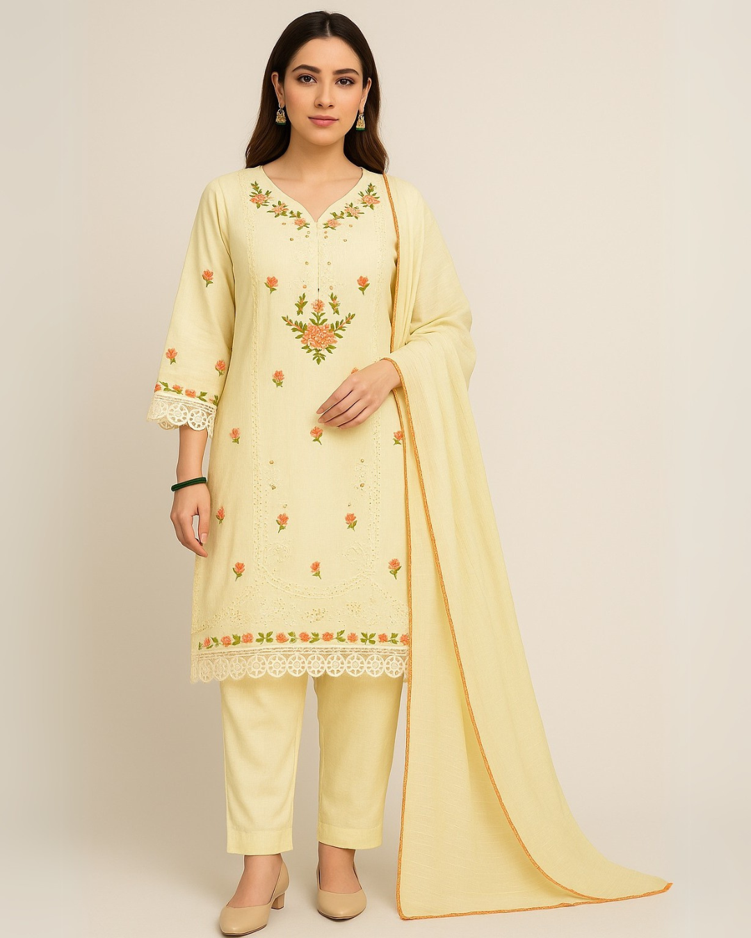 3 PIECE - EMBROIDERED LAWN SUIT